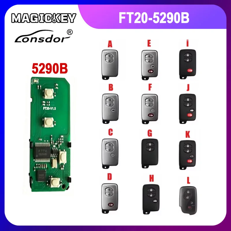 Lonsdor FT20 5290B 433.92MHZ FSK Keyless Go Smart Key Board PCB 4D Chip for Toyota with key shell