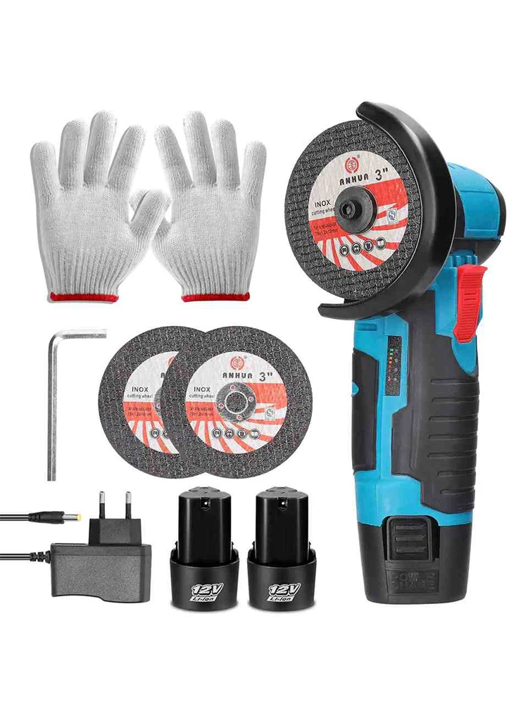 19.500 U/min Hochgeschwindigkeits-Handschleifer Schneid- und Polierwerkzeug 12V Wiederaufladbarer Mini-Winkelschleifer Ideal für Metall- und Holzbearbeitung