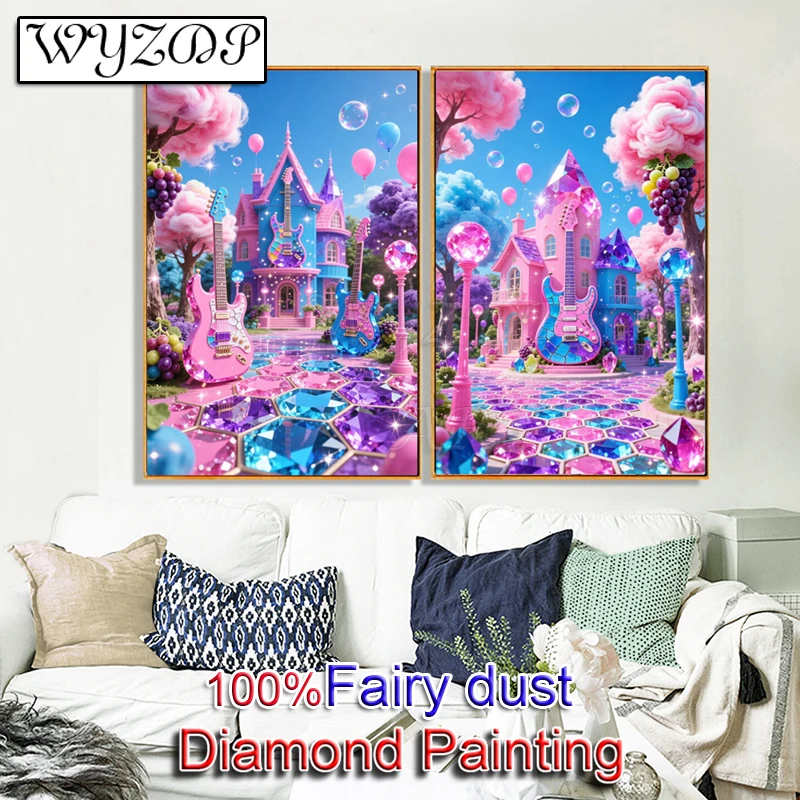 

100% Fairy Dust Diamond Painting Kit Crystal Castle picture Square Mosaic Embroidery Cross Stitch Diamond Art Full Crystal Decor