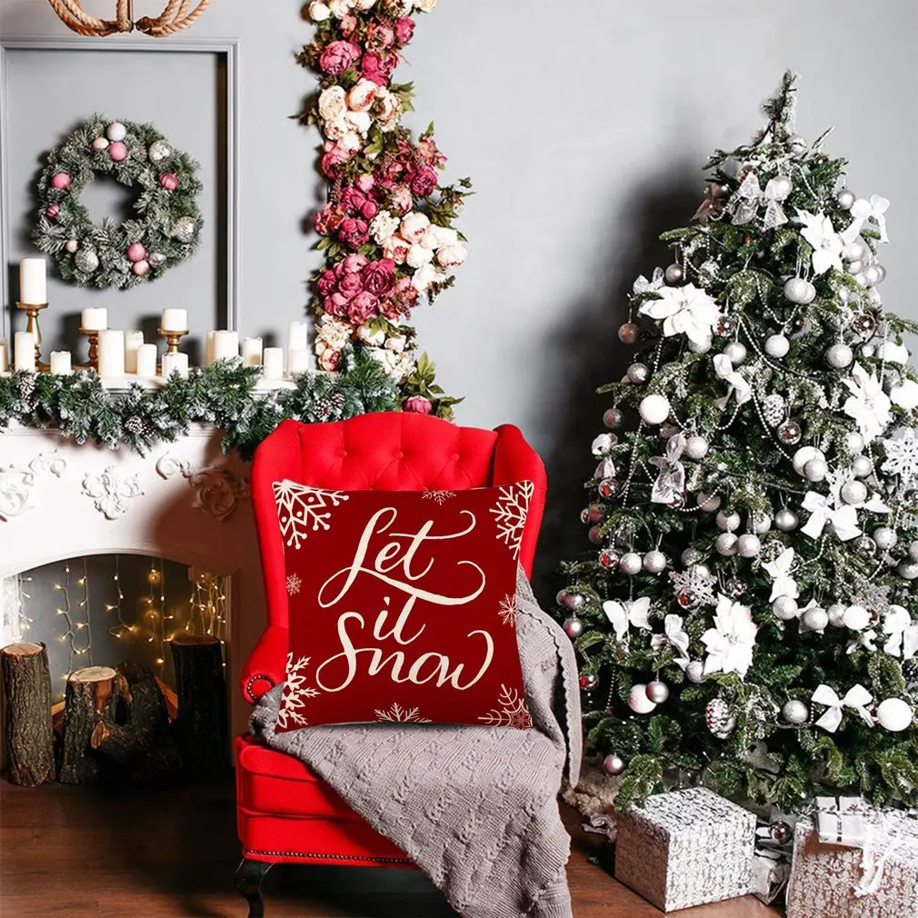 4PCS Set Christmas cushion cover 45*45 Pillowcase sofa cushions Pillow cases Cotton Linen pillow covers Home Decor