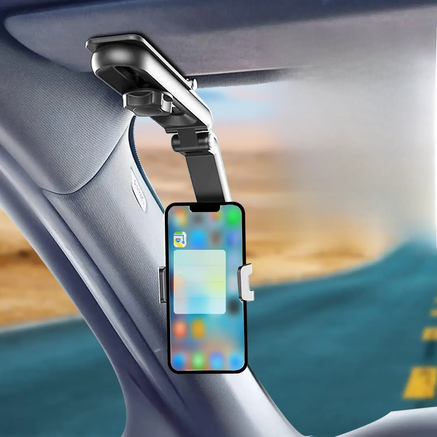 Multifuncional sol viseira titular do telefone celular para carro, 360 ° de rotação, suporte do