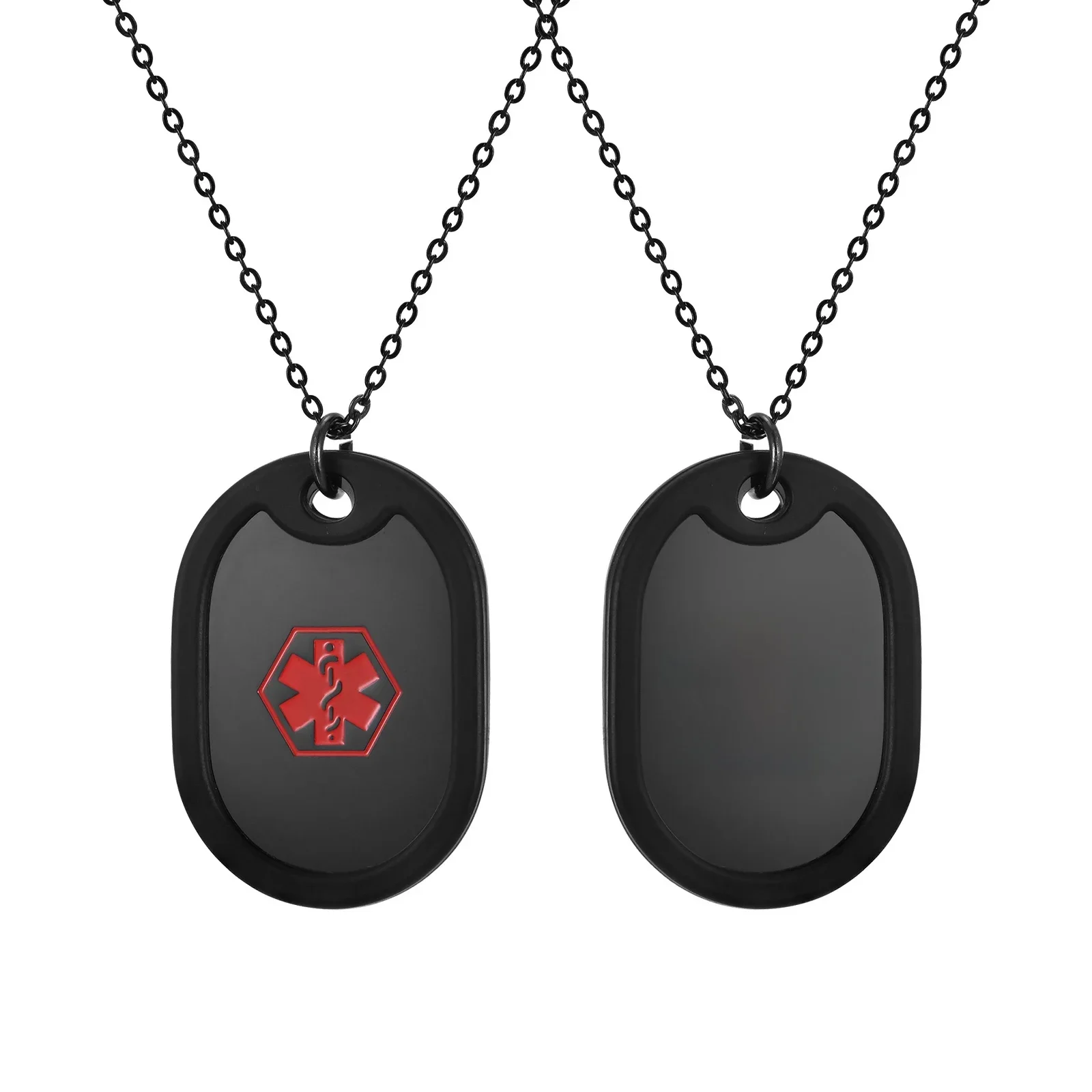 Vnox Free Custom Back Medical Alert ID Dogtag wisiorek dla mężczyzn kobiety, przypomnienie o kontaktie awaryjnym grawerowane naszyjniki z przywieszką dla psa — zdjęcie 2