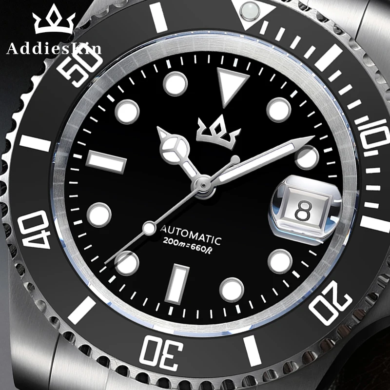 AddiesKin K012 Men Automatic Mechanical Diver ST2130 Natural Sardonyx Gemstone Dial Matching Ceramic Bezel 200M Water Resistant