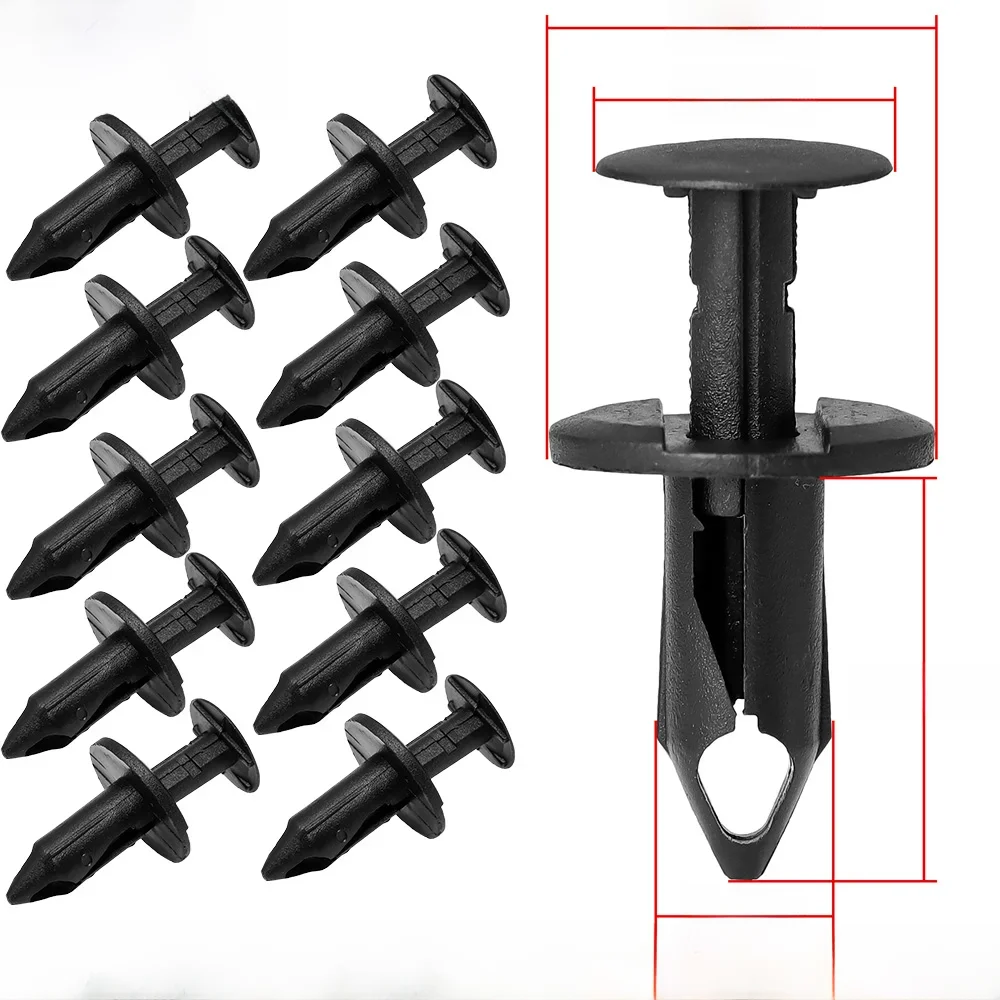 8mm Zestaw plastikowych łączników samochodowych Zestaw klipsów do paneli automatycznych Czarny Zestaw nitów do zderzaków samochodowych Wymienny sworzeń wciskanych 50 SZTUK — zdjęcie 2