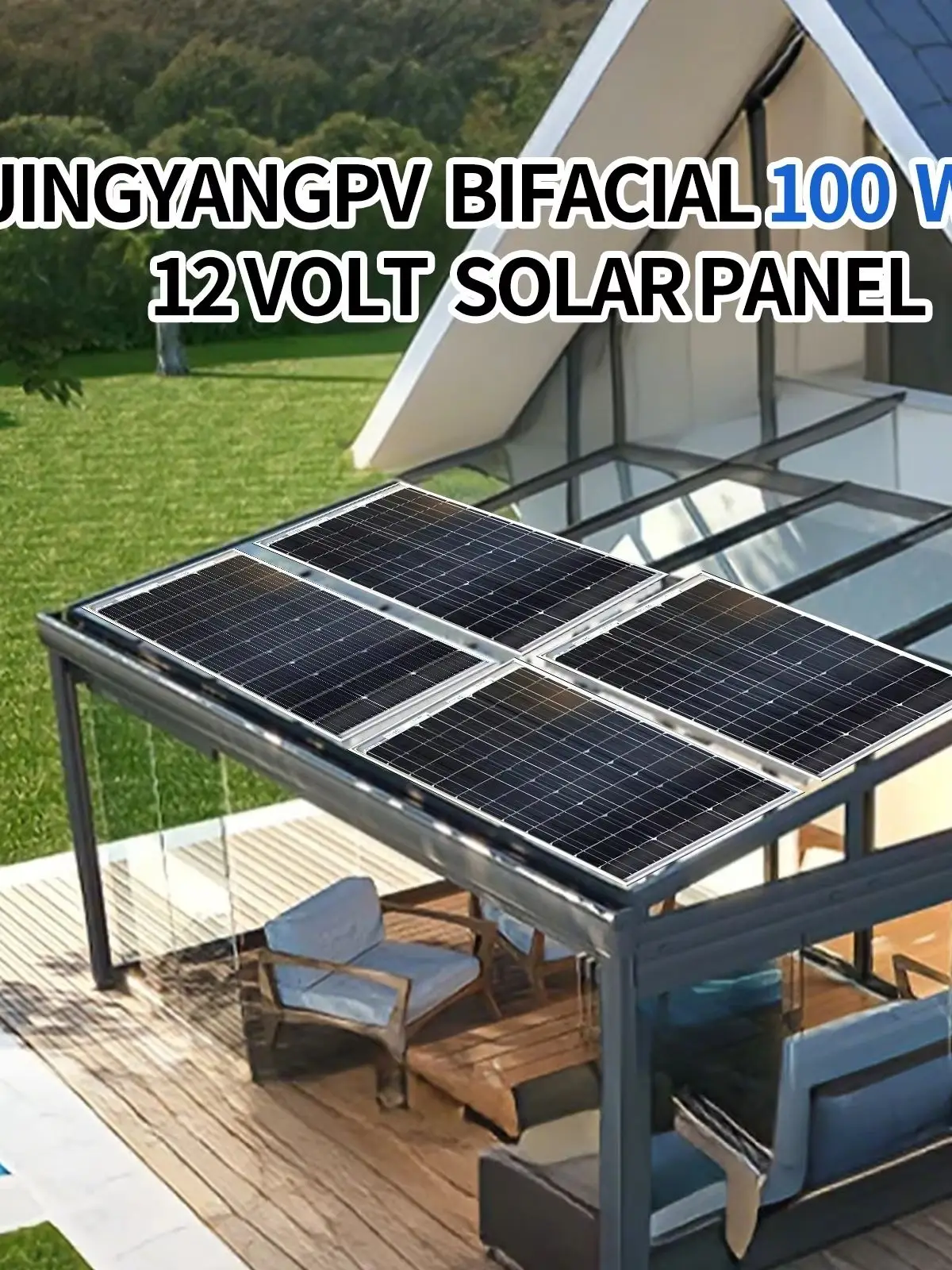 200W (2 Stück à 100W) bifaziales Solarpanel, 18V Solarpanel aus gehärtetem Glas, hocheffiziente tragbare PV-Module, wasserdicht für 12V-Batterien, für den Außenbereich, Camping, Balkon, Wohnmobil