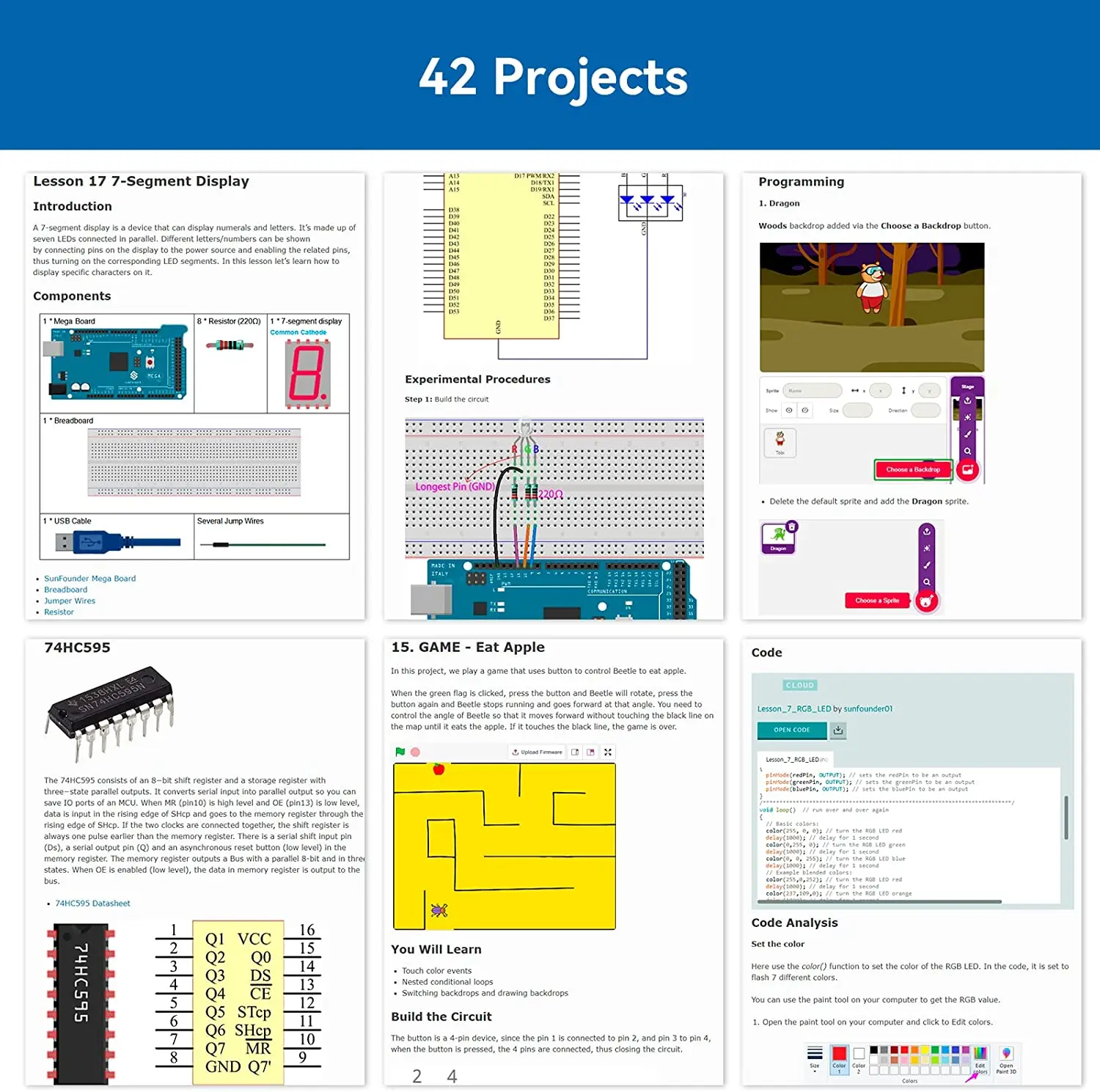 SunFounder The Most Complete Starter Project Kit Compatible with Arduino IDE Mega 2560 R3 Mega328 Nano Mega2560, Scratch Coding