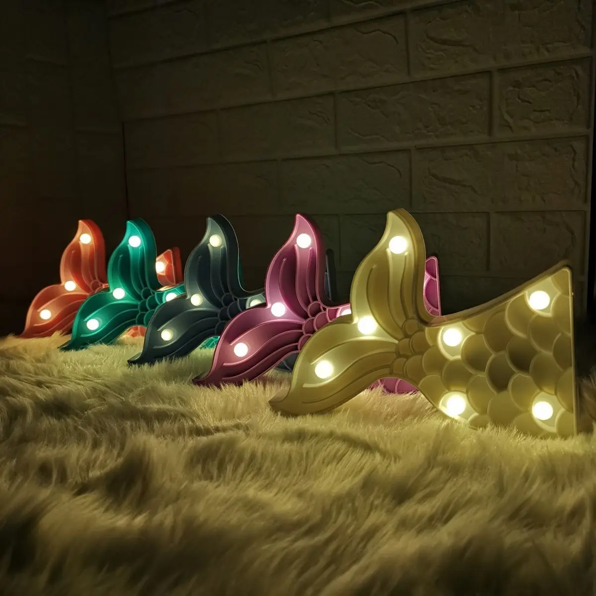 Fishtail Party Decoration Battery LED Nightlights Dorm Room Party Undersea Party Decoration Ocean Party Decoration Home Decor