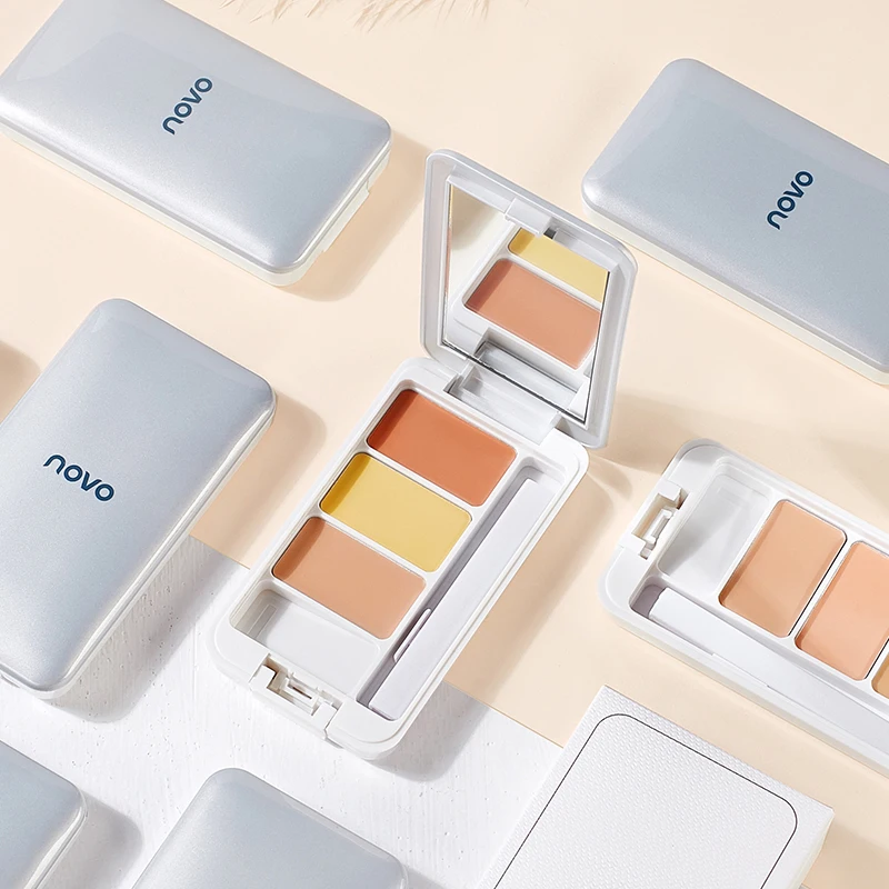 Correttore multiuso tricolore: lunga durata, impermeabile, idratante, copre le occhiaie, tatuaggi e scanalature a strappo