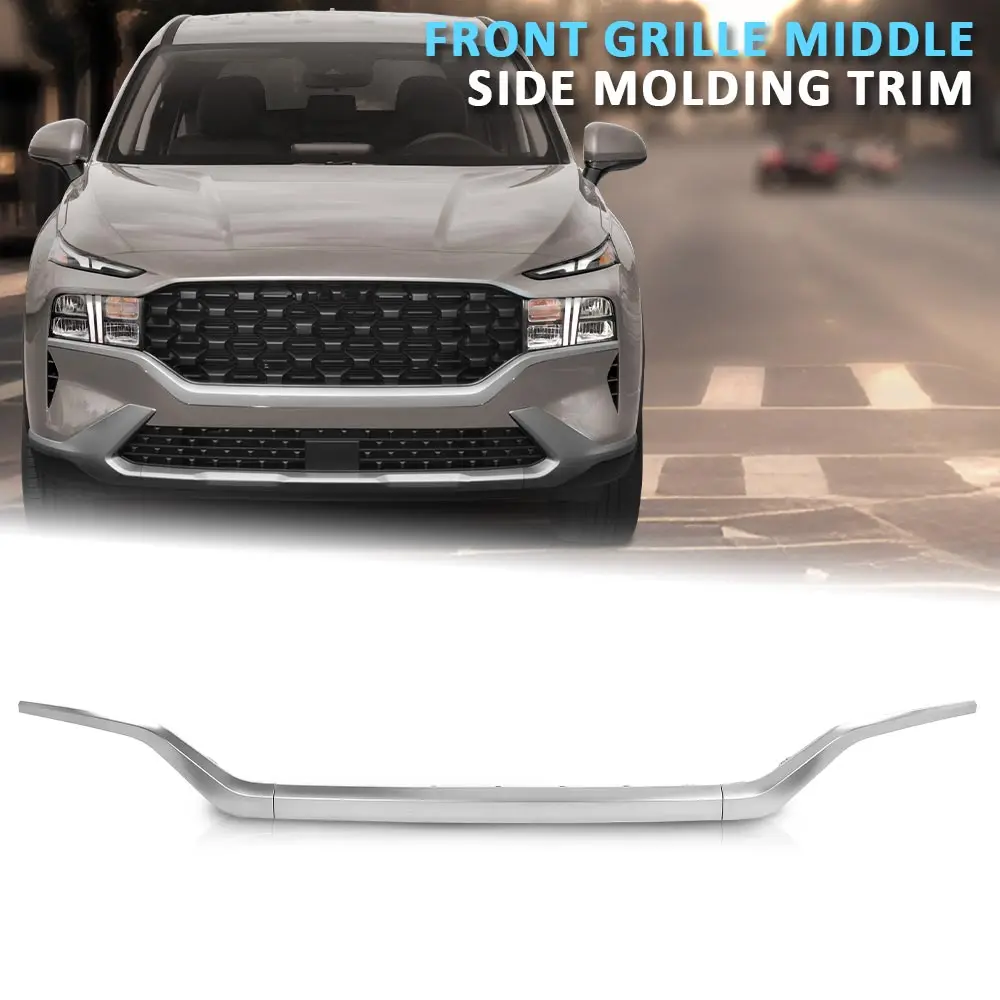 

Передняя решетка автомобиля, средняя и боковая молдинговая отделка, никелевая жемчужина, подходит для Santa Fe 2021 2022 2023, хромированный абс, прочный, прочный