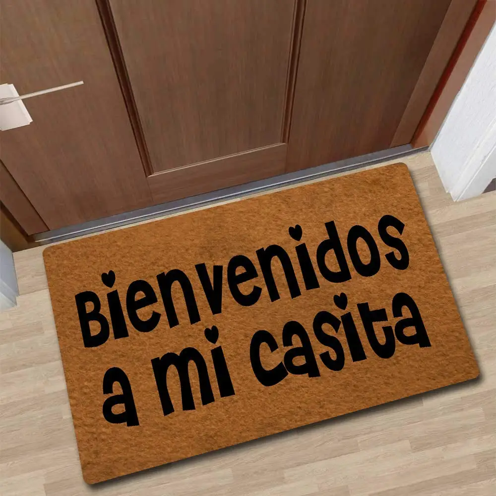 Bienvenidos A Mi Casita felpudo puerta entrada,Spanish Doormat,Non-Slip Rubber Doormat Spanish, Welcome Felpudo Door Mat Floor