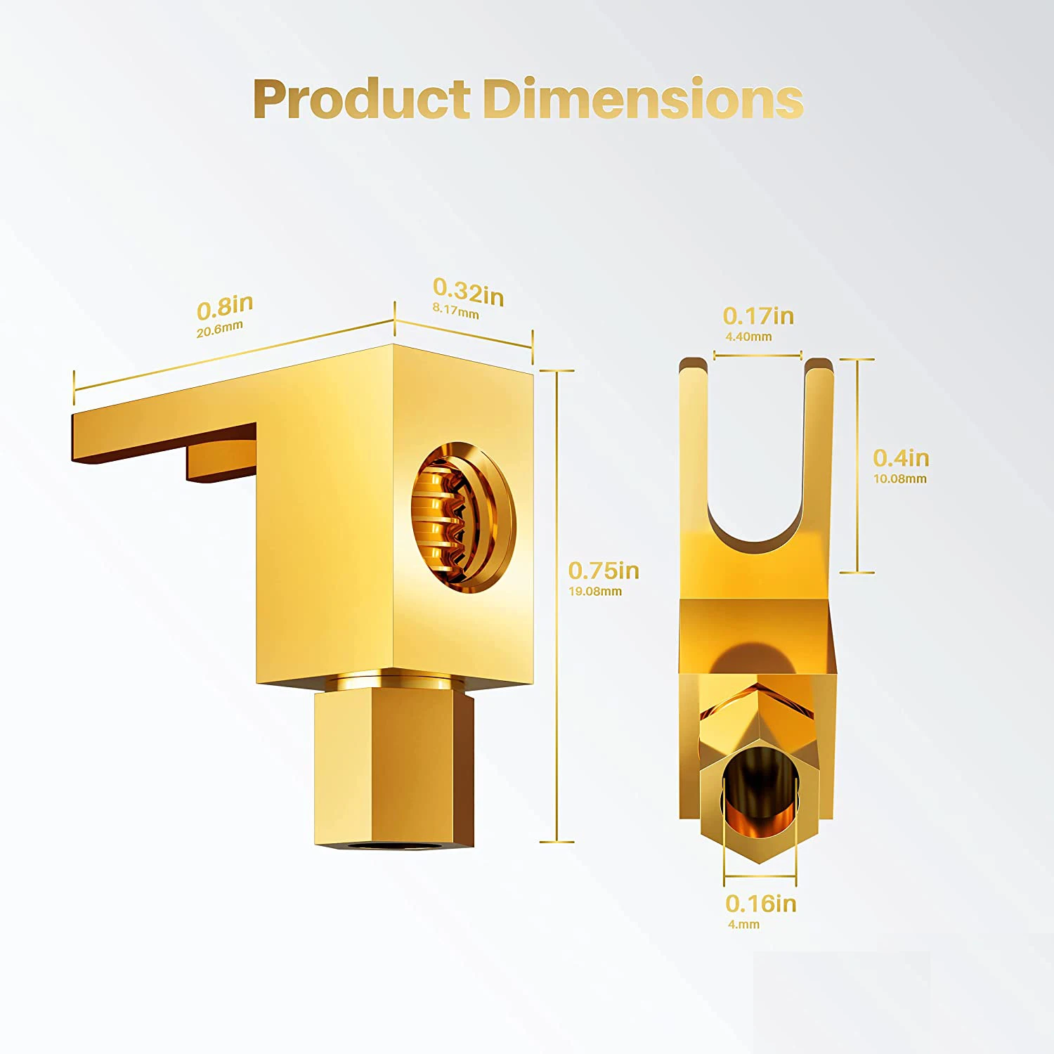 High Quality gold plated Speaker Fork Jack Connector Spade Plug For 4mm U Banana Plug to spade Adapter