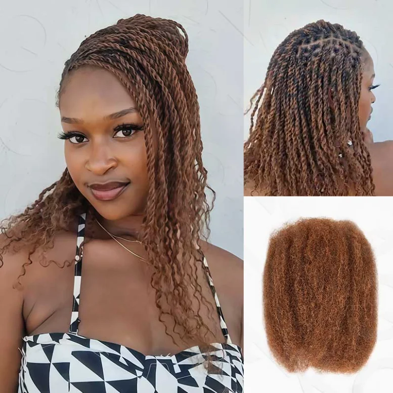 Best 100% Color Human Hair Braiding Hair  Kinky Bulk Human Bulk for Braiding Afro Kinky Bulk Human Hair Mini Twist Natural Look