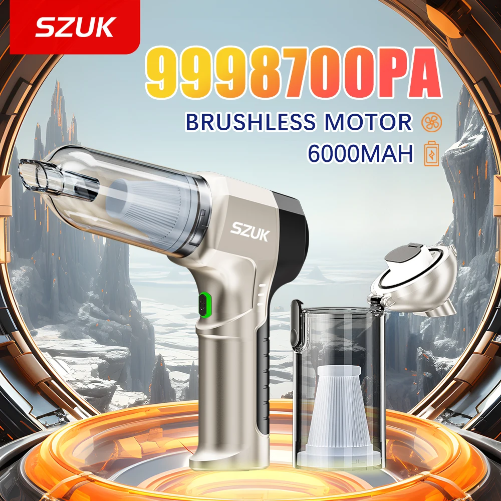 

SZUK NEW Car Vacuum Cleaner Portable Handheld Mini Vacuum Cleaner Wireless Powerful Car Cleaner Cleaning Machine Home appliance