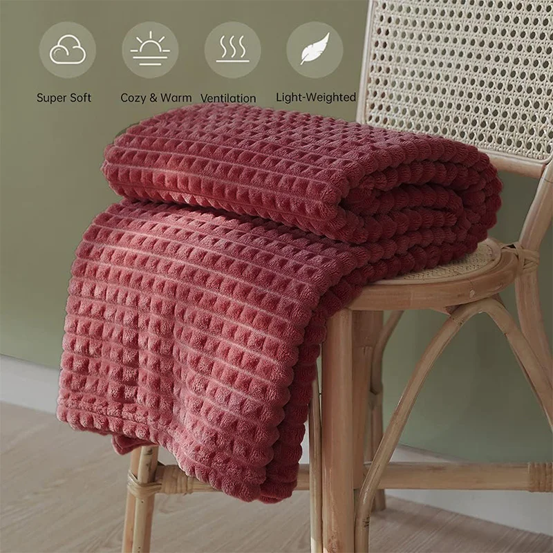 Koc dekoracyjny z polaru, żakardowy, różowy, miękki i przytulny koc na kanapę i łóżko dla kobiet, ciepły, puszysty koc z pluszu.