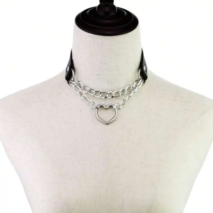 Yanxyad Leder-Halsband-Halskette, Herzform, Gothic-Punk-Rock-Halskette, Halsbänder für Valentinstag, Mutter, Mutter, Muttertag – Detail 3