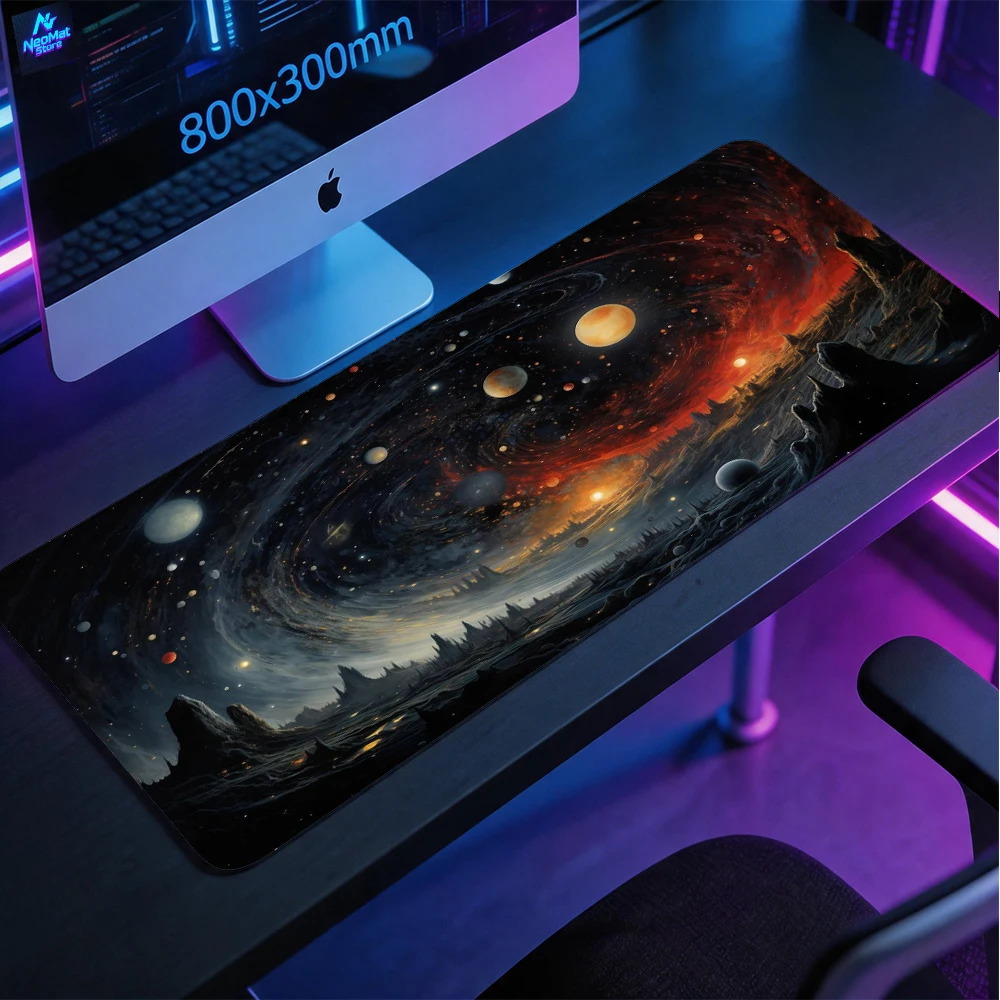 Cosmic Landscape Mouse Pad Laptop 80x30cm Space Galaxy Rubber Deep Terrain Vast Art Deskpad Desk Accessories Nonslip Mousepad Gamer