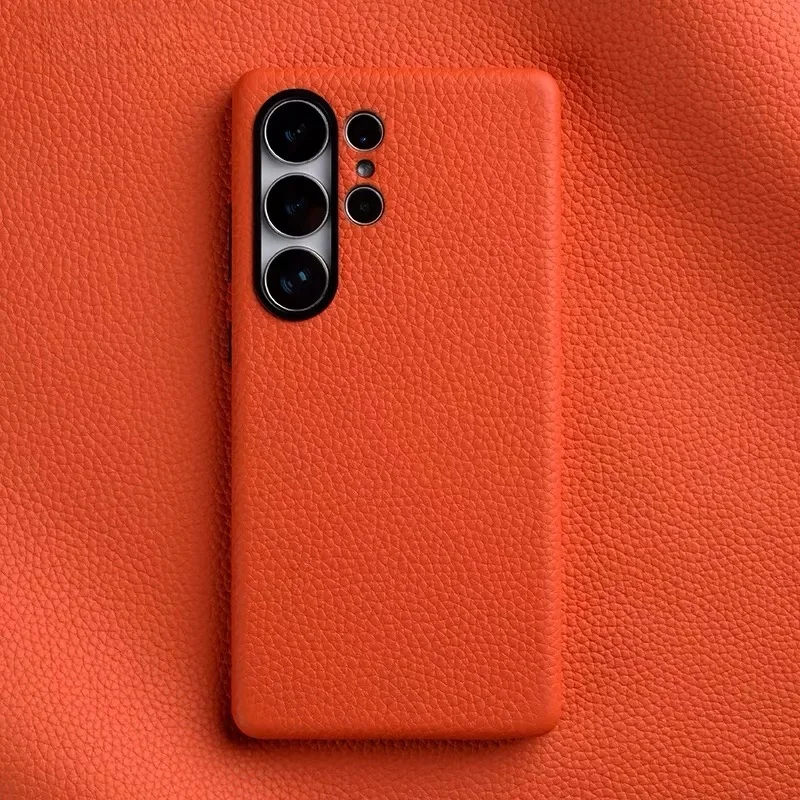 Melkco Magnetyczne etui z prawdziwej skóry do Samsung Galaxy S26 S25 Ultra Plus, luksusowe skórzane etui z metalowymi przyciskami, pełna ochrona. — zdjęcie produktu 7