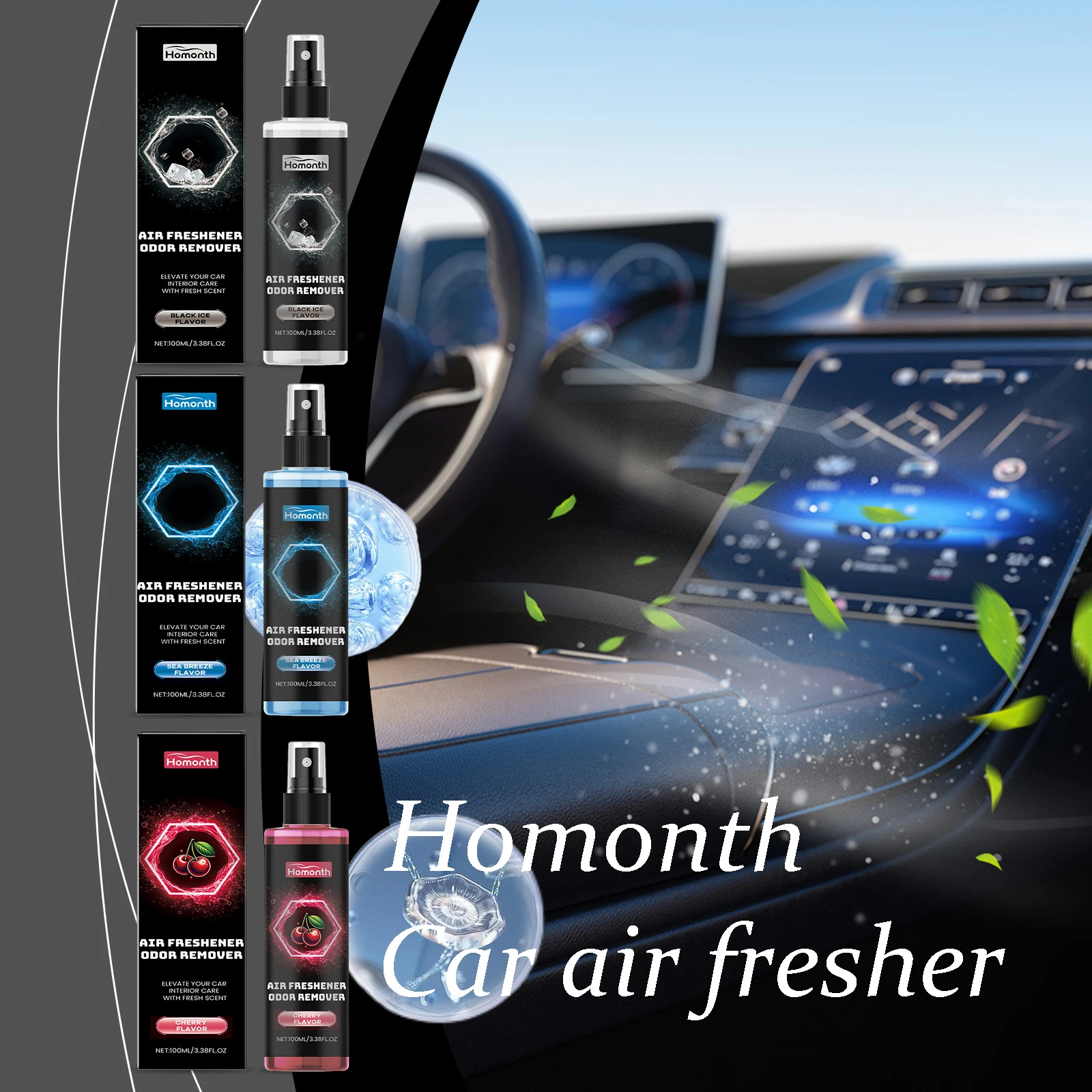 

Homonth Multi Scent Автомобильный освежитель воздуха Спрей Стойкий свежий аромат Эффективный устраняет неприятные запахи Освежающий автомобильный дезодорант-спрей