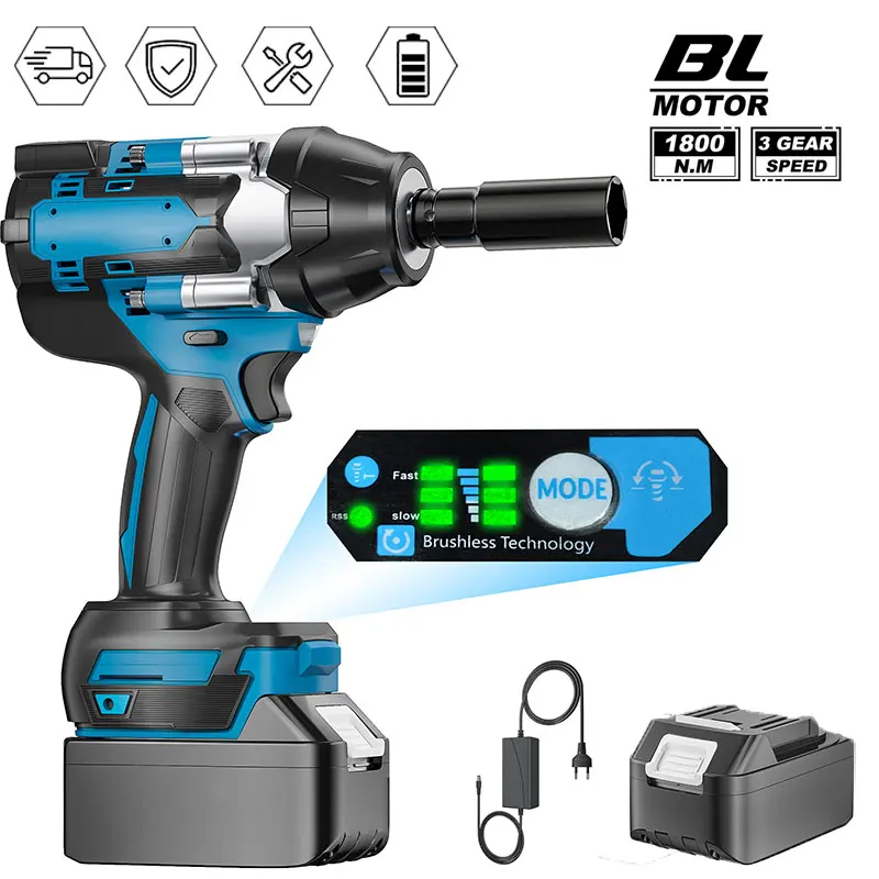 Chiave a impulsi elettrica senza spazzole da 1200 Nm, 1/2 pollice, avvitatore a batteria per batteria Makita 18V, utensile elettrico