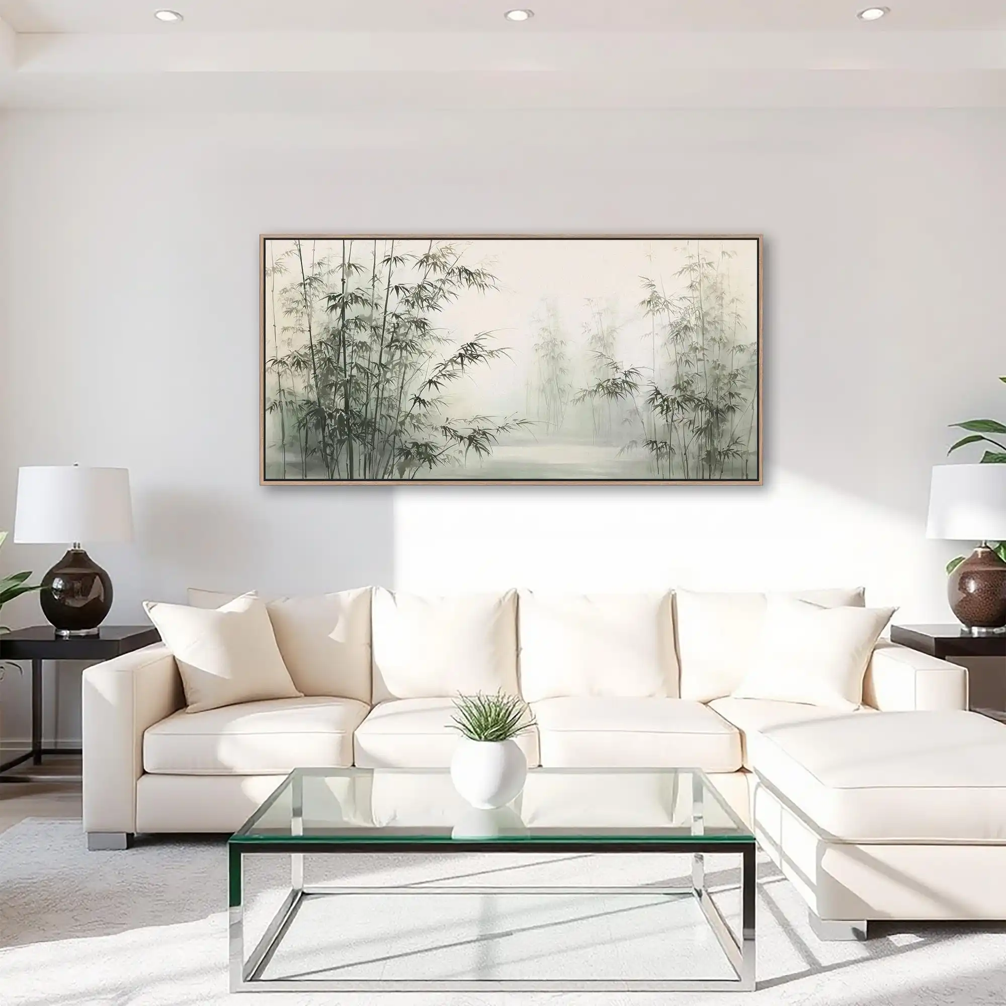Bamboo forest canvas printmaking decorative painting Zen mural living room bedroom background decoration