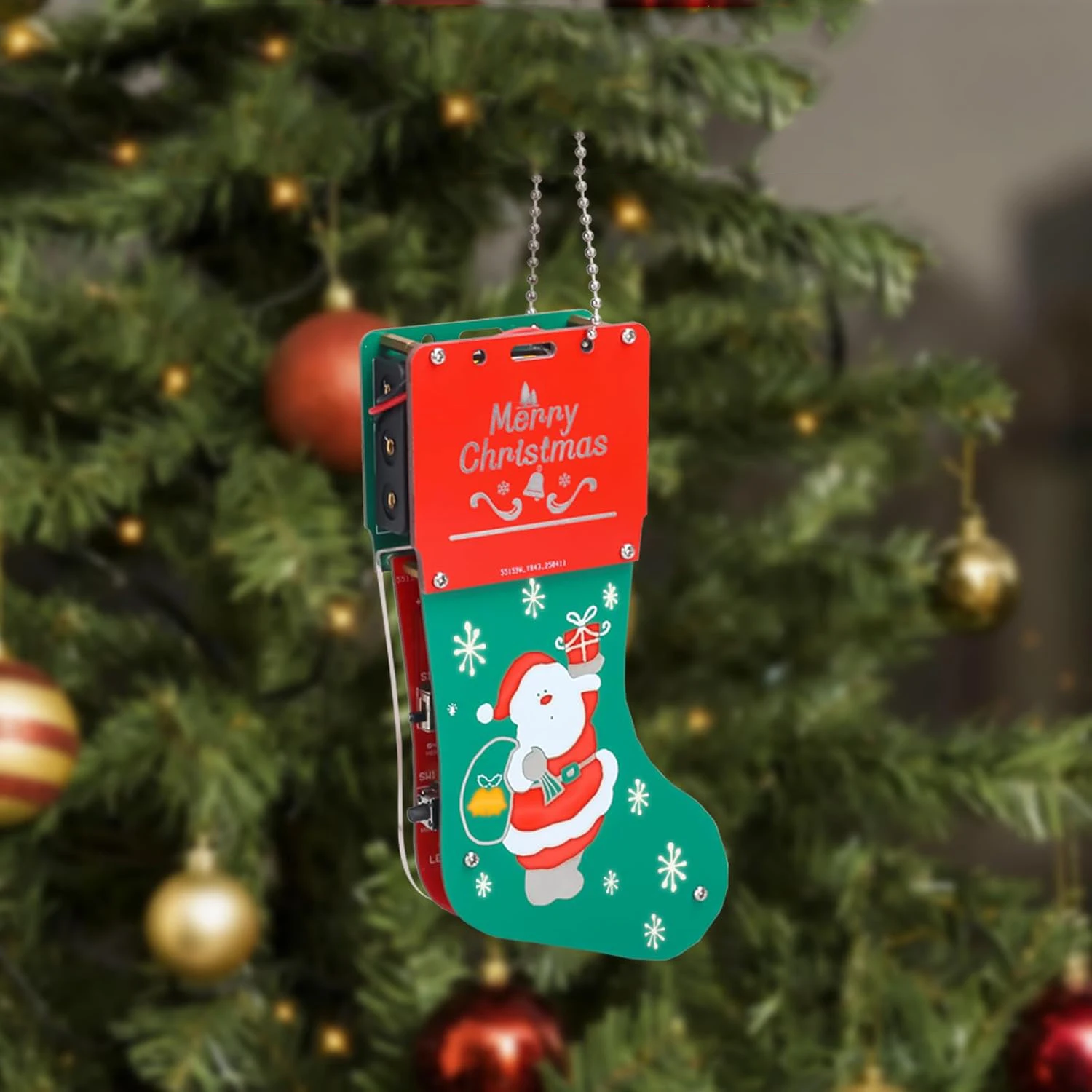 

Christmas Sock Soldering Practice Kit With 4 Light Modes DIY LED Santa Claus Electronics Kit for STEM Education Xmas Decor &Gift