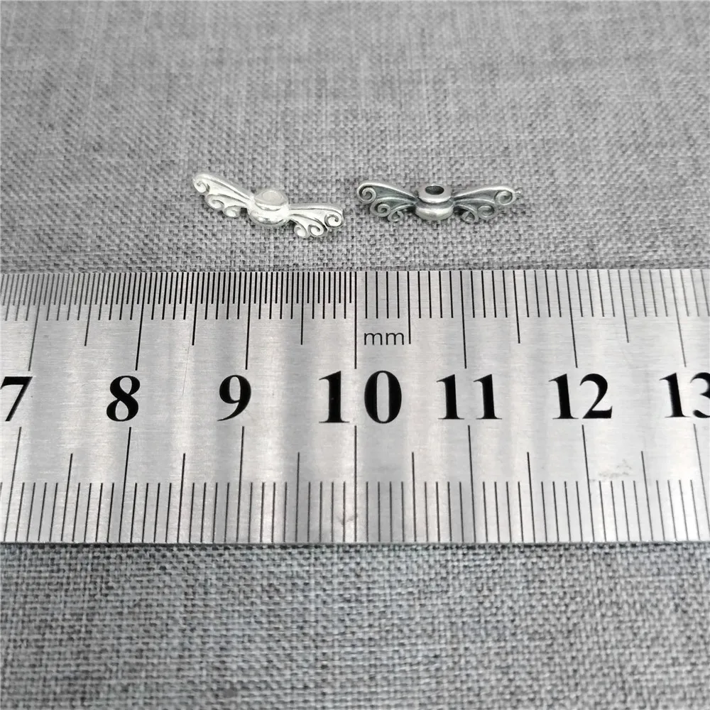 2 Pieces of 925 Sterling Silver Angel Wing Beads 2-Sided Spiral Flying Spacer Bracelet Necklace