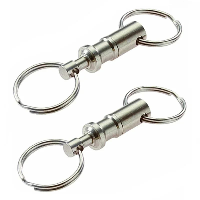 2pcs Amovible Porte-clés Porte-clés À Dégagement Rapide Double Détachable Porte-clés Mousqueton Porte-Serrure En Acier D'extension Porte-clés