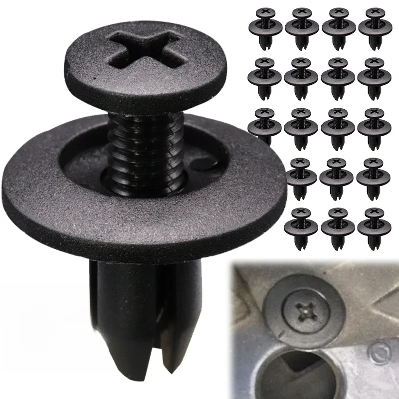8mm plastikowe nity elementy złączne śruba zderzak samochodowy błotnik czarny nit klipsy samochodowe do Toyota Focus Kia Nissan Yamaha — zdjęcie 2
