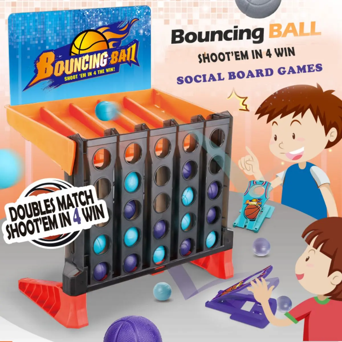 

An engaging basketball-themed 4-in-a-row desktop game set, parent-child ，parties, tabletop fun, Christmas gift.