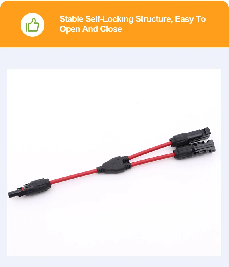 2 in 1 PV Y Zweig Solar Parallel Stecker 4mm2 1000V Solar Kabel Photovoltaik System Stecker auf Buchse Stecker – Detail 6