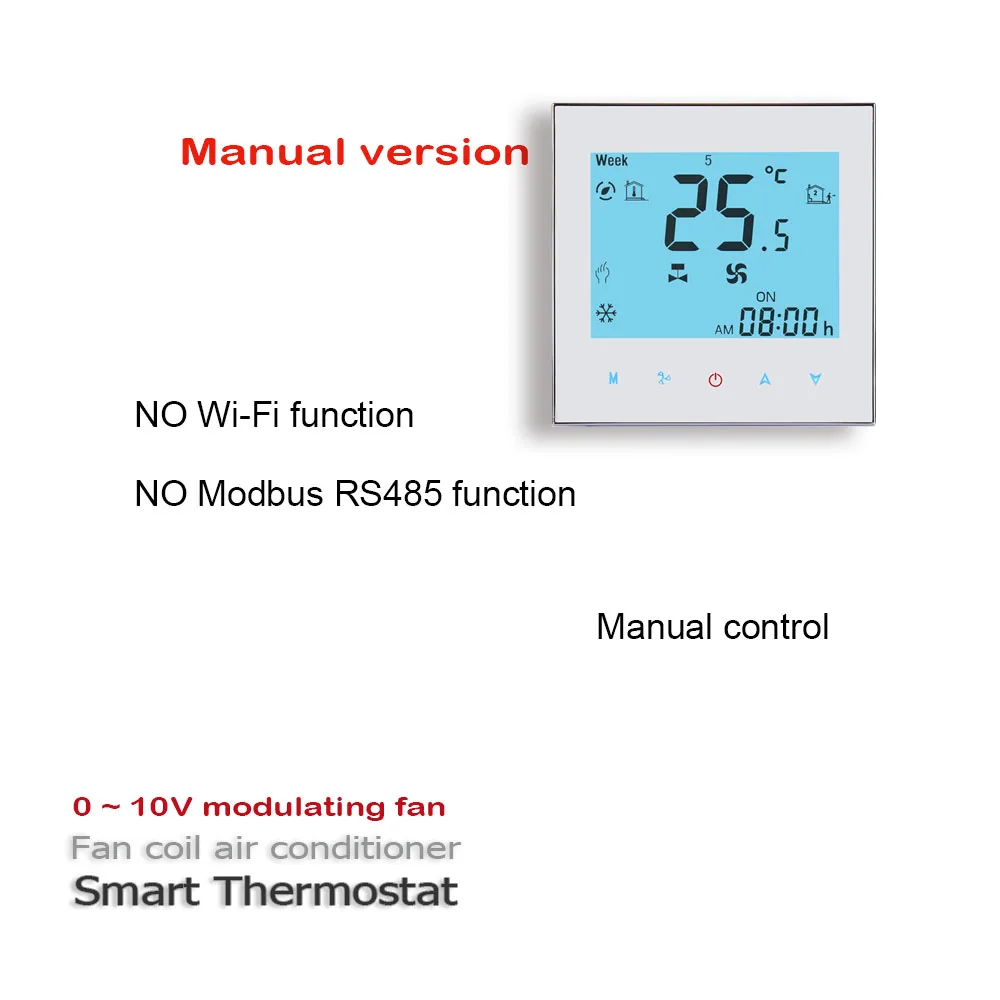 Termostat AC Kipas 0-10V, Termostat Manual/Modbus RS485/Tuya WIFI Tiga Versi untuk Pemanasan Sakelar Katup Pendingin