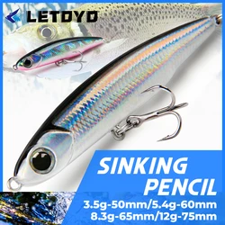 LETOYO – leurre coulant en forme de crayon, appât artificiel idéal pour la pêche en mer, avec Wobbler, truite, maquereau, 50mm, 60mm, 65mm, 75mm, 85mm, 3.5g à 12g, 17g