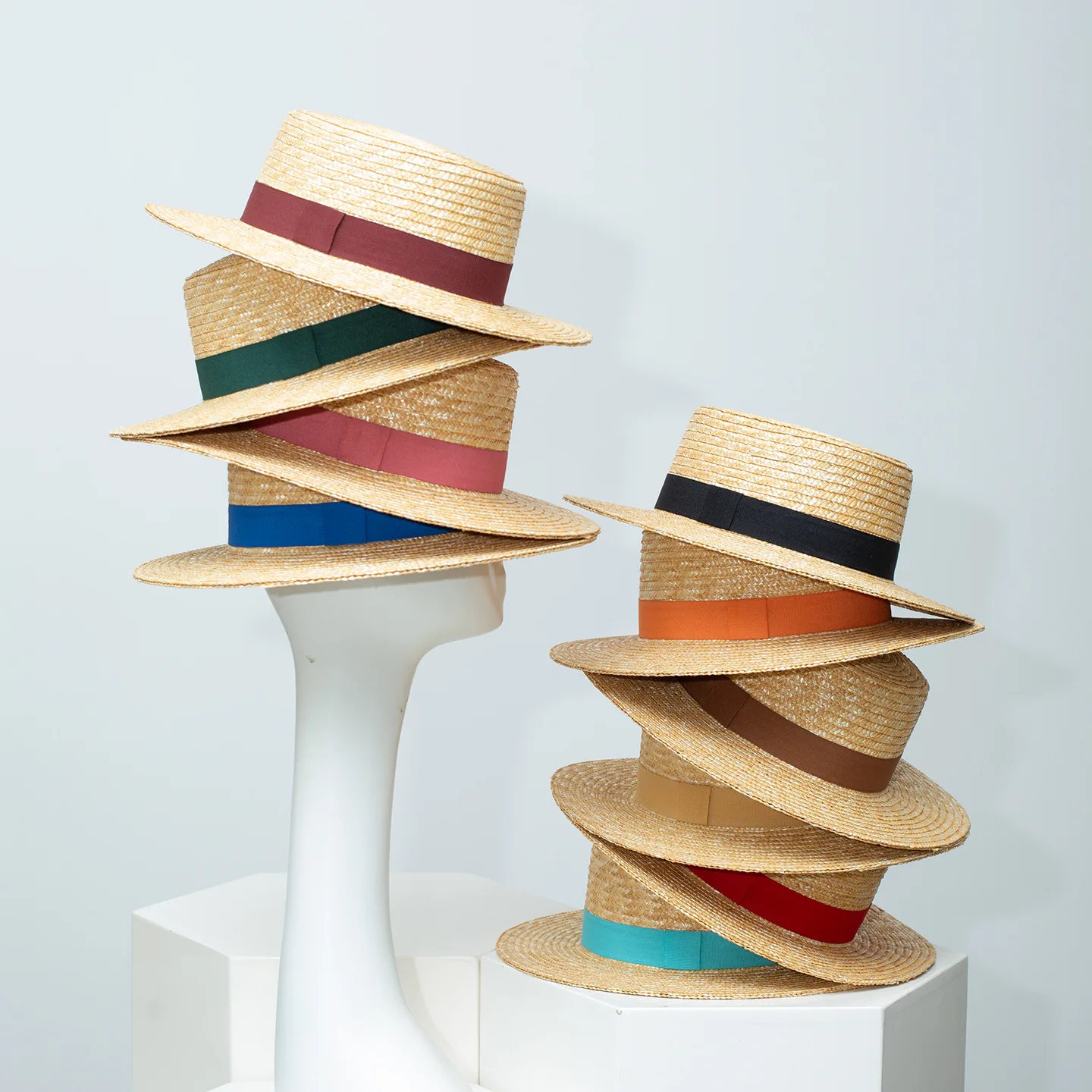 

Летняя шляпа в стиле инс, женская шляпа, мужская кепка, шляпа из натуральной пшеничной соломы с плоским верхом, женская простая шляпа с плоскими полями, солнцезащитная шляпа для отпуска и пляжа