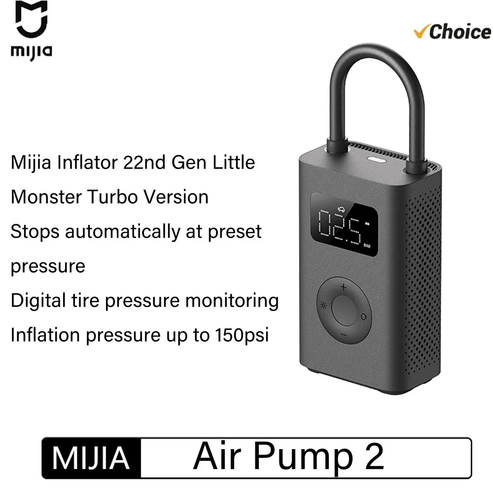 new-mijia-air-pump-2-25-speed-boost-mini-portable-electric-air-compressor-treasure-150psi-type-c-led-multitool-inflator-xiomi