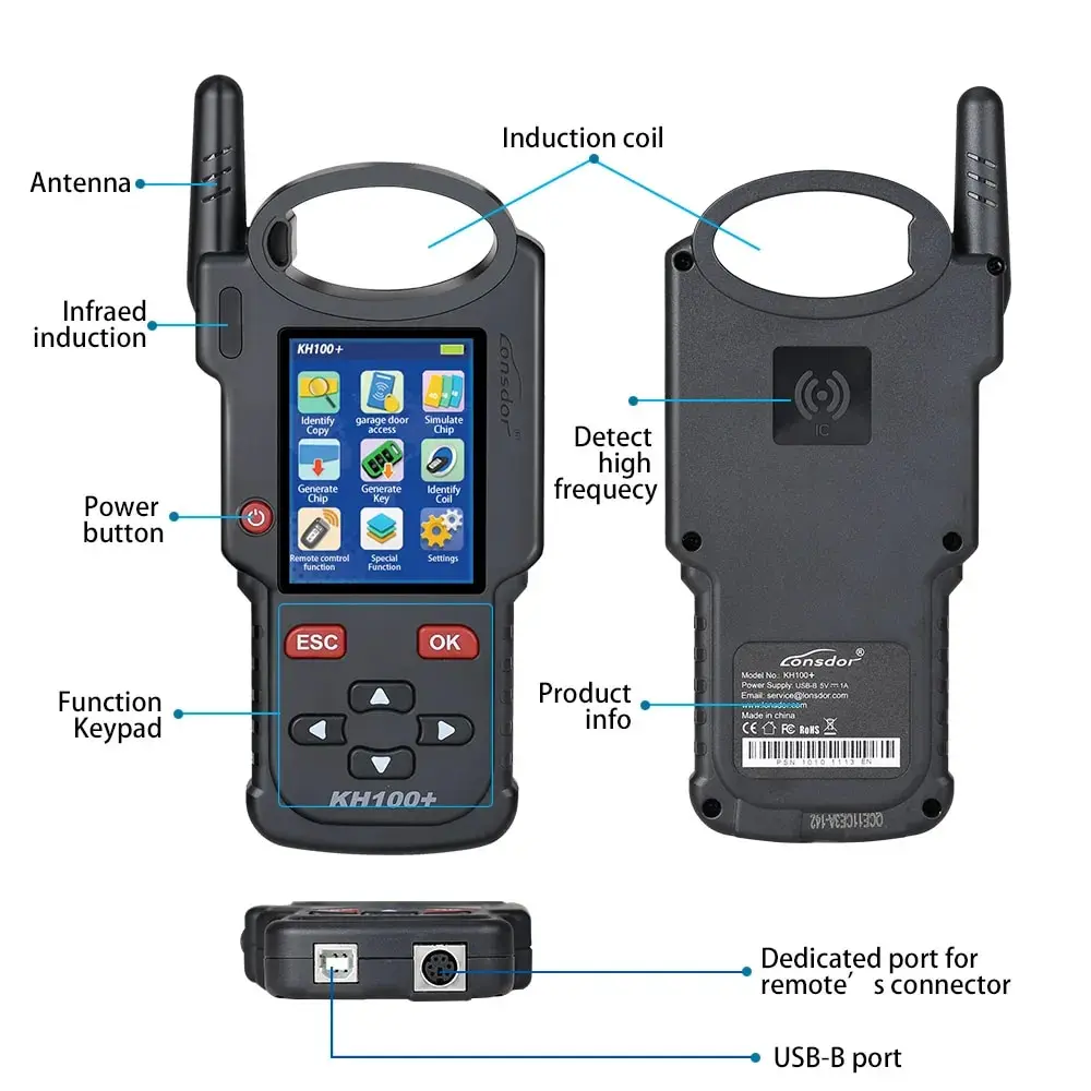 KH100+ Remote Key Programmer Tool For Lonsdor KH100 Latest Handheld Device Chip Identify Copy Remote Frequency Update Online