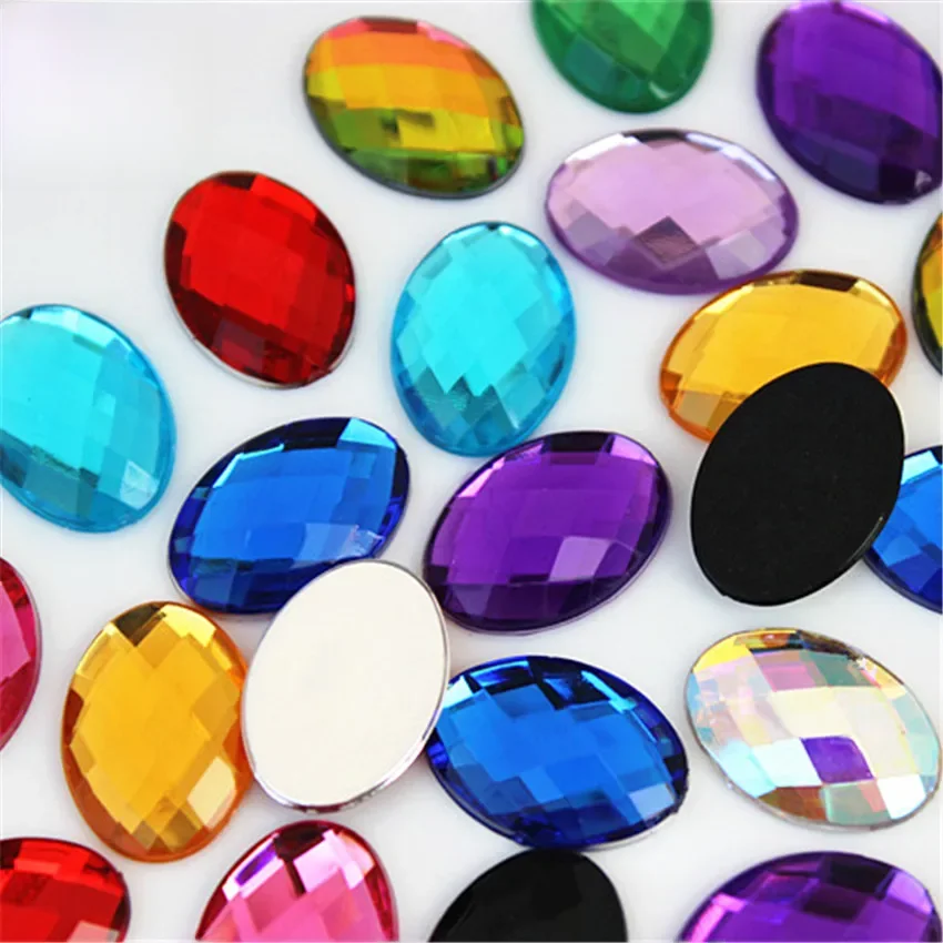 50 sztuk 13*18mm owalny kształt akrylowe dżetów klej na Flatback kryształowe kamienie Strass dla DIY rzemiosło tworzenia biżuterii MC724 — zdjęcie 2