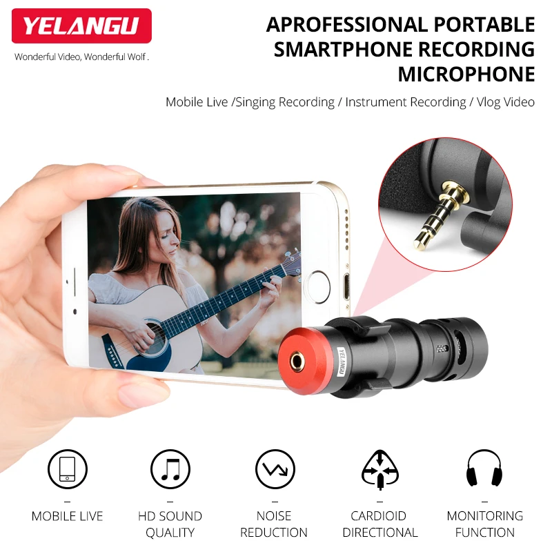 YELANGU Mini Portable High Quality Wired Microphone Recording Studio Condenser Mic Wired Mikrofo/Microf for iphone12 Xiaomi MIC0