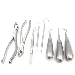 8 Pcs Dental Surgery Extraction Forceps Elevators Set Basic Kit German Grade Oral Hygiene Denture Care Products