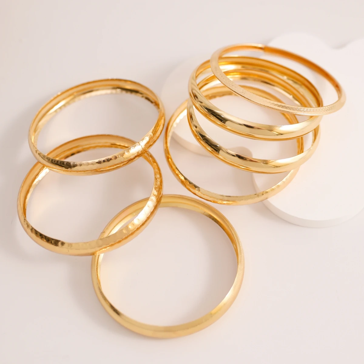 7 Pcs Chunky Wheels Metal Cuff Bangles Bracelets Set , Women Bracelets Set , Stacked Bangles Jewelry For Women , Chunky Wheels C