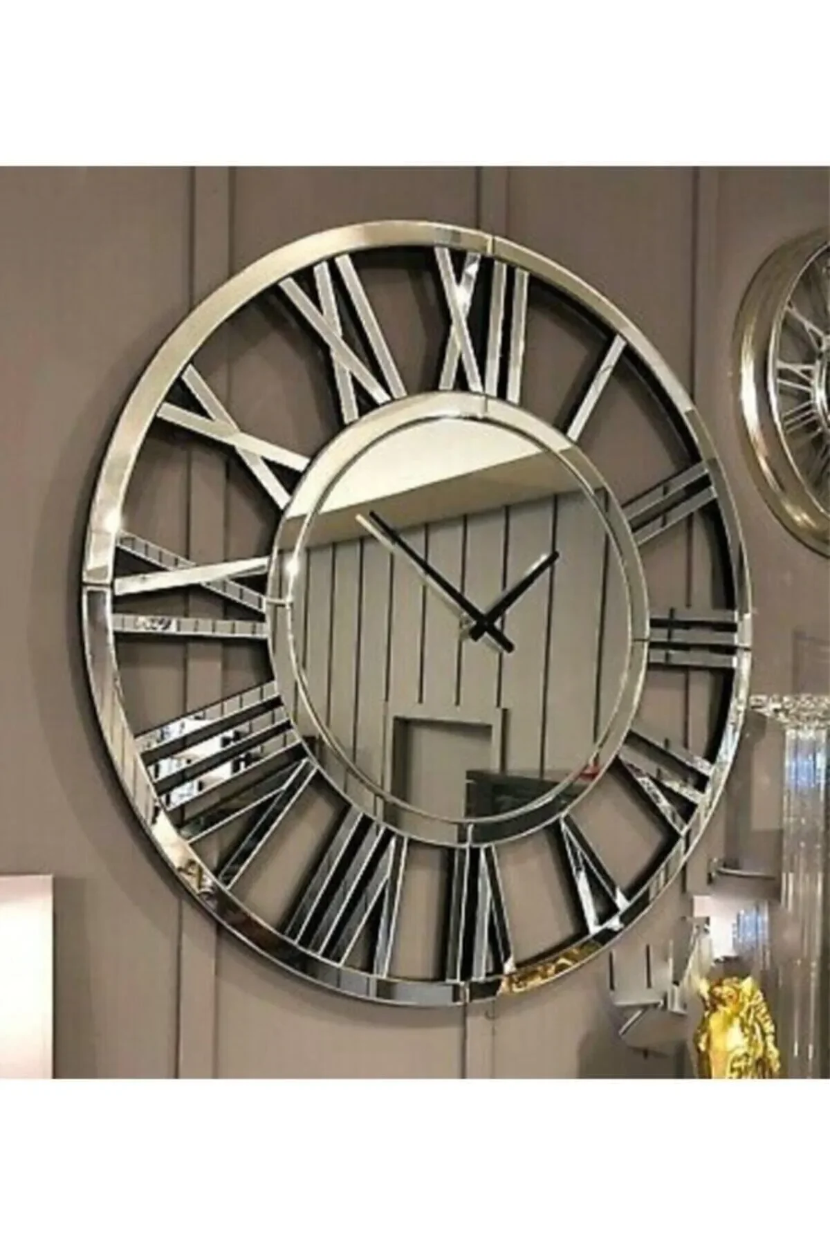 Large Decorative VIP Plexiglass Mirrored Wall Clock 50 cm 50x50 cm Stylish Style Home Office Furniture Showy