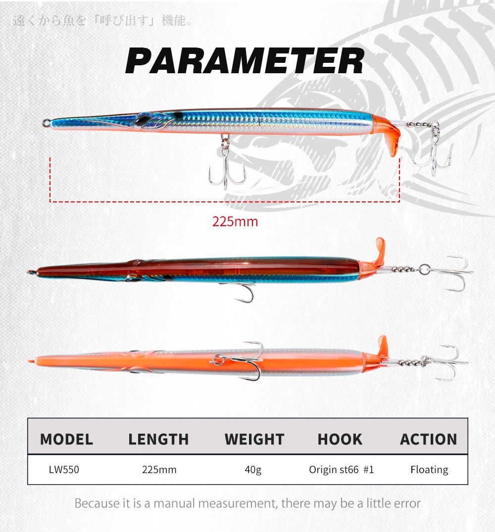Hunthouse Propeller Needle Lure 225mm/40g Schwimmender Pencil-Köder Oberflächenköder Aguglia Turbo für Blaufisch und Seebarsch – Detail 8