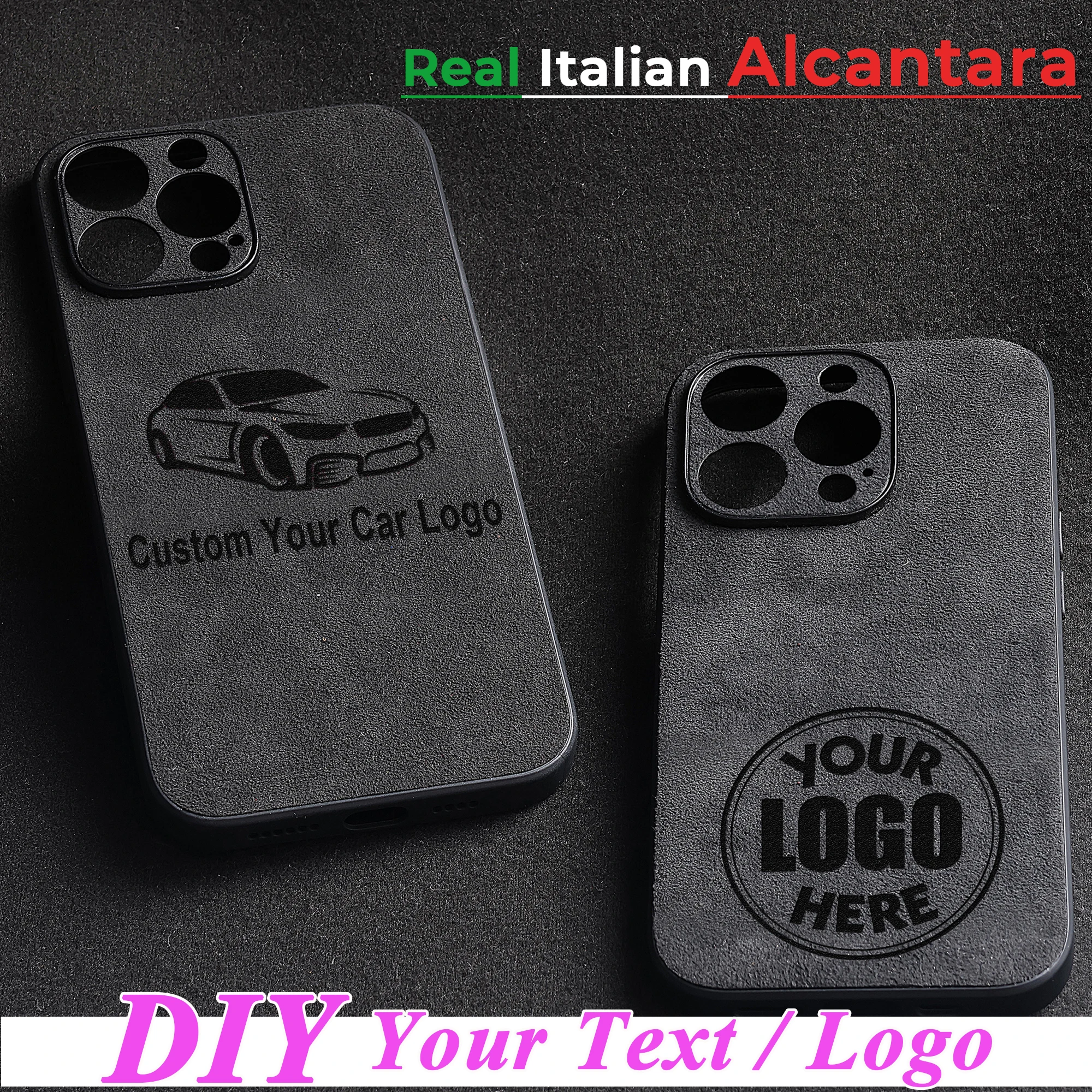 Maßgefertigte ALCANTARA Handyhülle für iPhone 17 Pro Max 16 15 14 13 Luxuriöse Leder-Supercar-Wildleder-Handyhülle