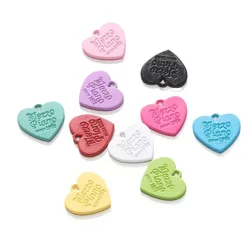 10pcs Candy Color Heart Pendants Charm for Handmade Bracelet Earrings Necklace Pendant DIY Jewelry Making Accessories Supplies