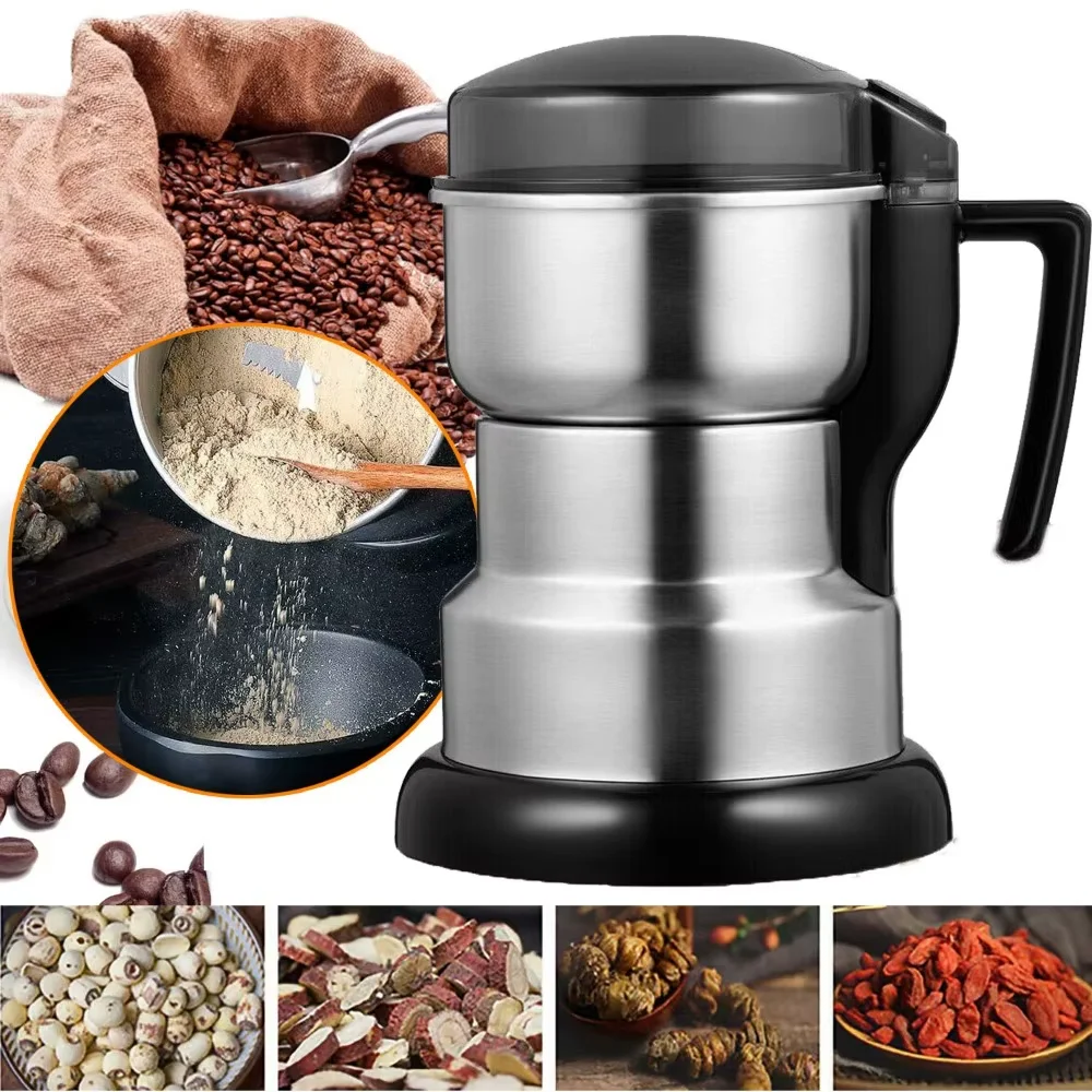 Elektrische Kaffeemühle, Multifunktions-Getreidemühle für Kaffeebohnen, Nüsse, Gewürze, Trockenkräuter mit scharfen Edelstahlklingen, kompakte elektrische Haushaltsmühle