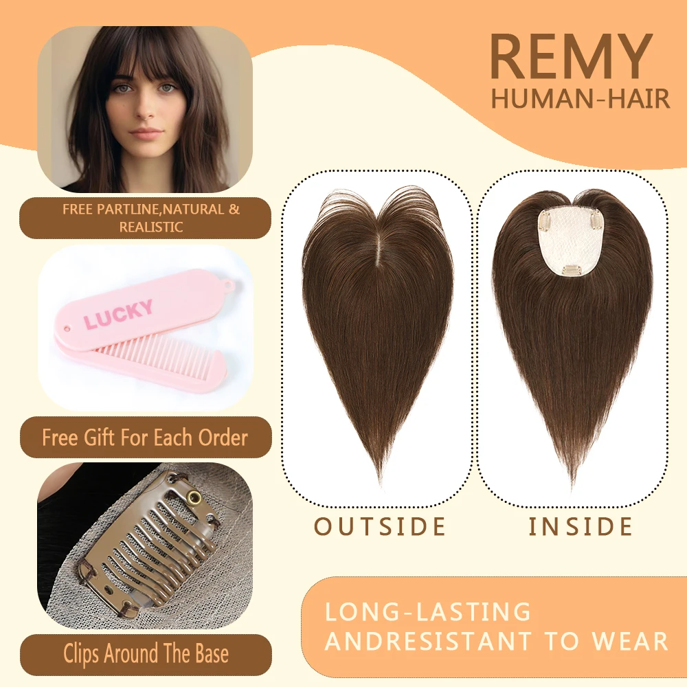 المرأة براون الشعر توبر كليب ins شعر مستعار بشري بولي PU فو الحرير قاعدة كليب في الشعر توبر للمرأة قطع الشعر الطبيعية الحقيقية #3