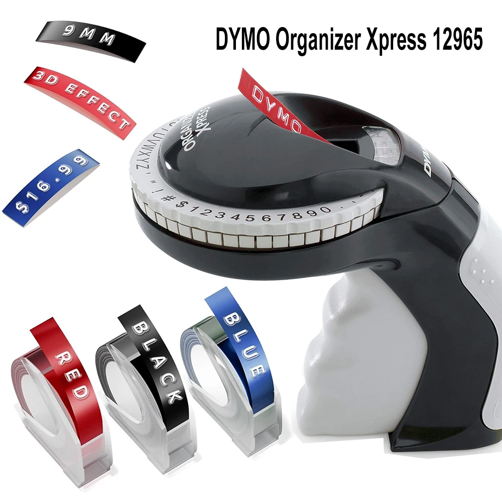 Dymo 12965 Manueller Etikettendrucker Omega 3D Prägung Schreibmaschine Organizer Xpress DIY Druck 9mm 1610 1540 1880 E5500 Motex Etikett