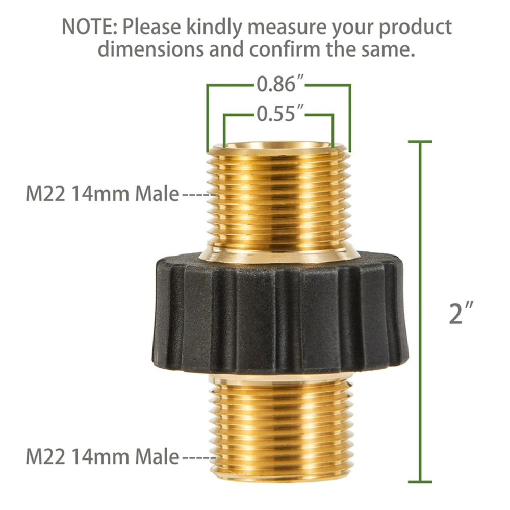 Imagem -06 - Lavadora de Pressão Adapter Grupo Male Fitting to Male Swivel Mangueira Thread Kit Adaptador de Cobre M2214 mm