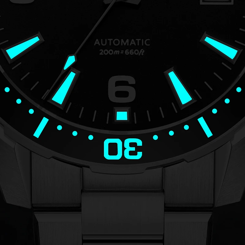 AddiesKin K009 Men Automatic Sports Mechanical Watch Miyota 9015 Sandblasted Dial Raised Numerals Ceramic Bezel Sapphire Crystal