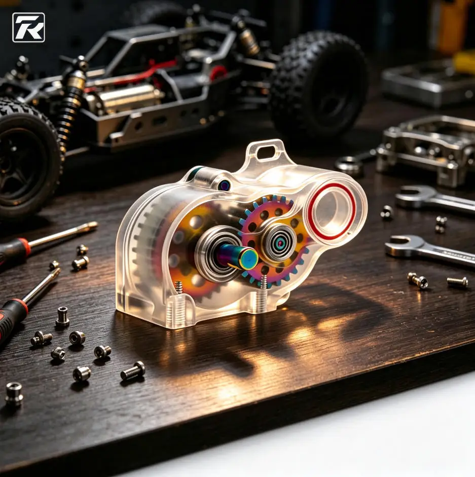 D1RC Xianyun Global Limited LCG Gearbox Transparent Rainbow Titanium Alloy Low-CG Transmission Gear Set for 1/10 Scale RC Rock C