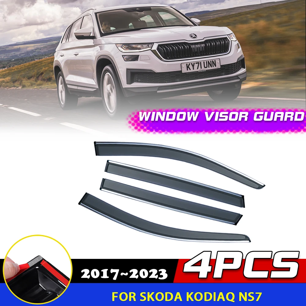 Car Windows Visor for Skoda Kodiaq NS7 2017~2023 2018 Door Smoke Deflector Guards Cover Awnings Sun Rain Eyebrow Accessories